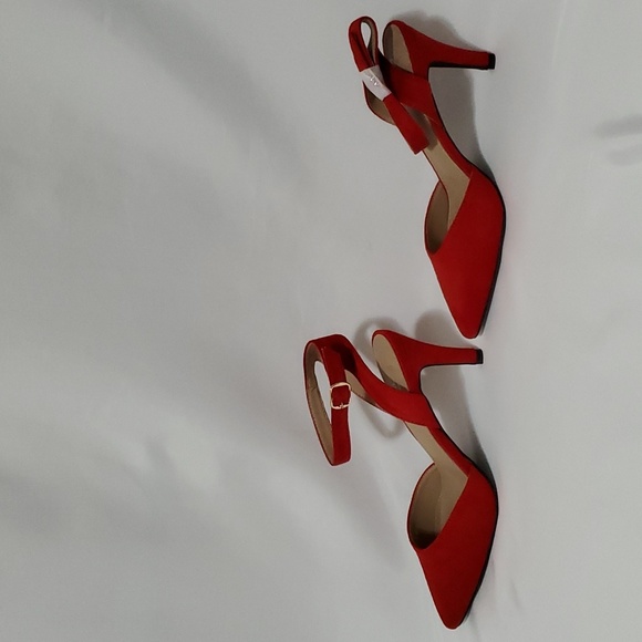 ORIPLALLA Heels for Women Dress Shoes Low Heel Ankle Strap Slingback D'Orsay Red - Picture 11 of 13